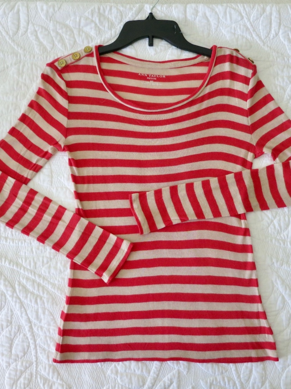 Ann Taylor Petite Striped Long Sleeve Top Size SP